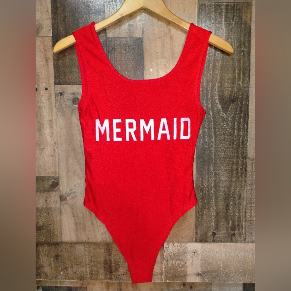 Red Mermaid One Piece Swim Body Suit Size Medium